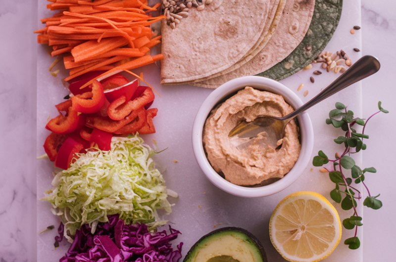 Rainbow Healthy Veggie Wraps