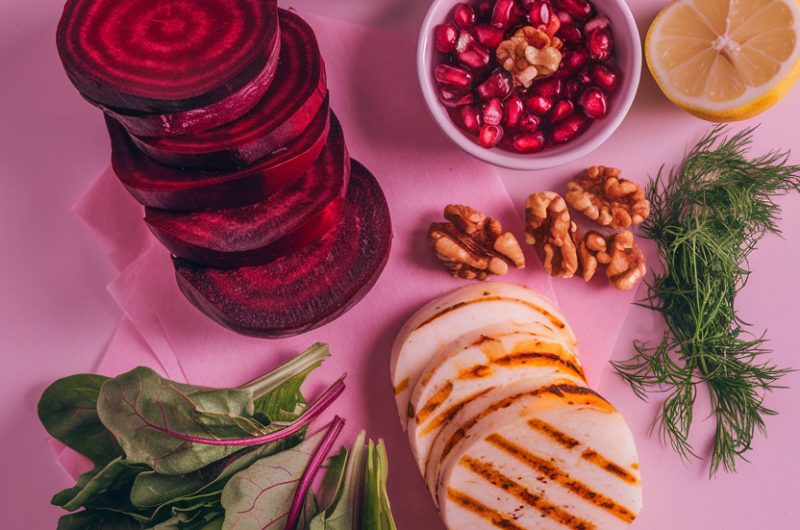 Beetroot & Halloumi Salad with Pomegranate and Dill