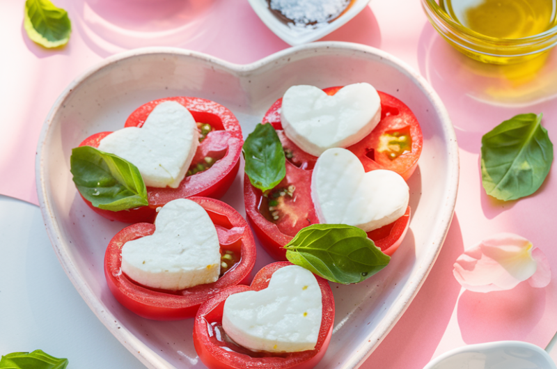 Valentine’s Day Heart-Shaped Caprese Salad