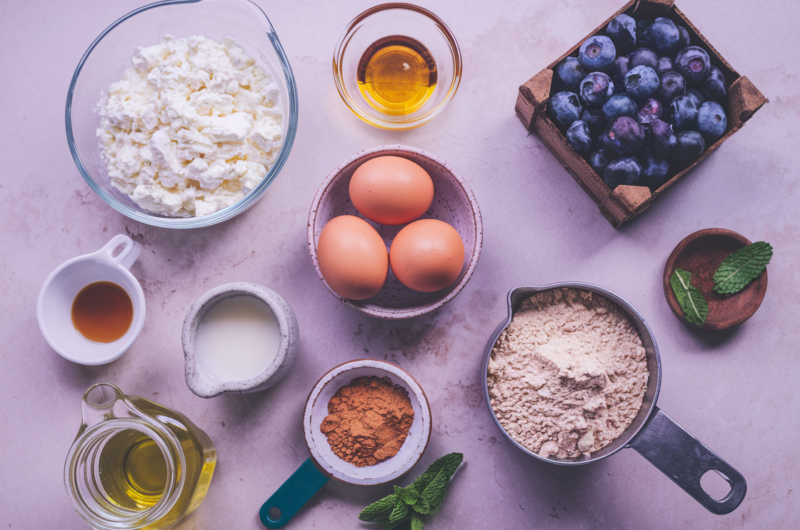 Healthy Blueberry Cottage Cheese Muffins