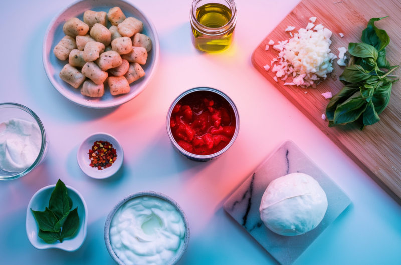 Healthy Creamy Tomato Gnocchi with Burrata