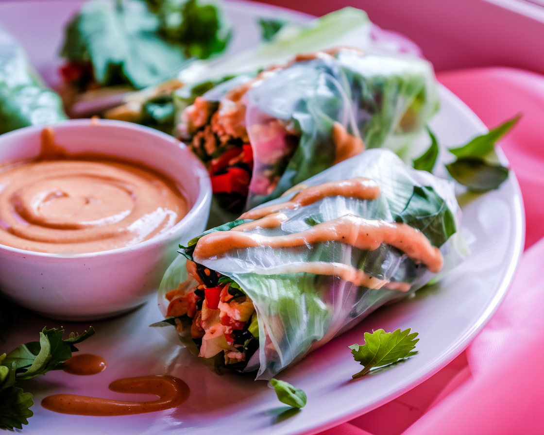 Low-Carb Keto Spring Rolls with Peanut Sauce