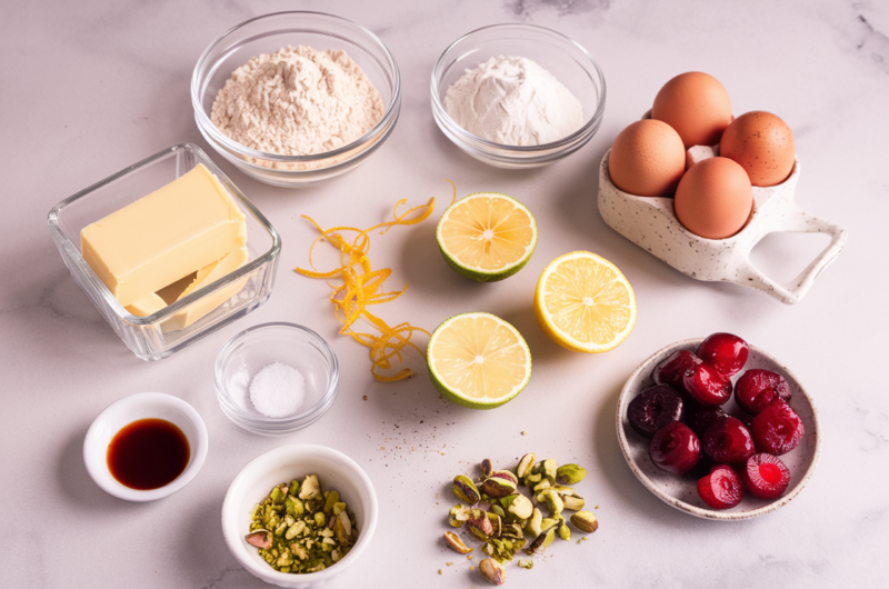 Luscious Low-Carb Lemon-Lime Cherry Pistachio Bars